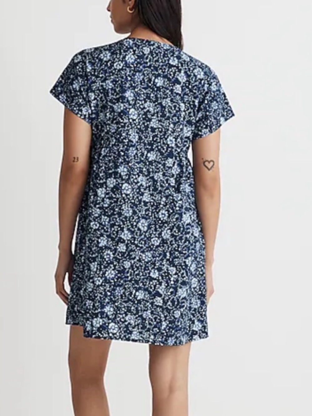 Madewell Button Front V-Neck Floral Mini Dress Blue Large - Picture 10 of 13